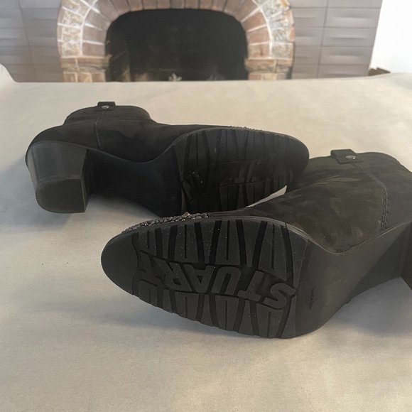 Stuart Weitzman Studgal Studded Cap Toe nubuck leather Ankle Boots 10M - Picture 12 of 12